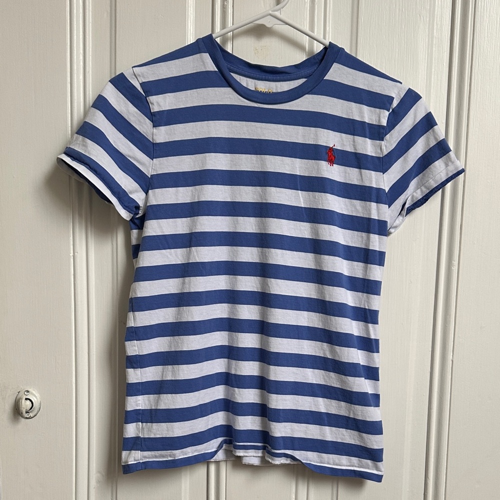 Polo Ralph Lauren Blue and White Striped Tee